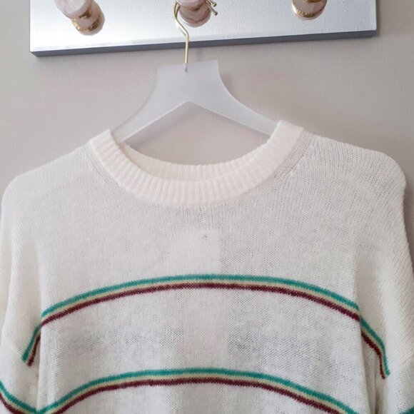 NWT Joie Dreolan porcelain off-white striped wool blend sweater, M - Picture 13 of 13